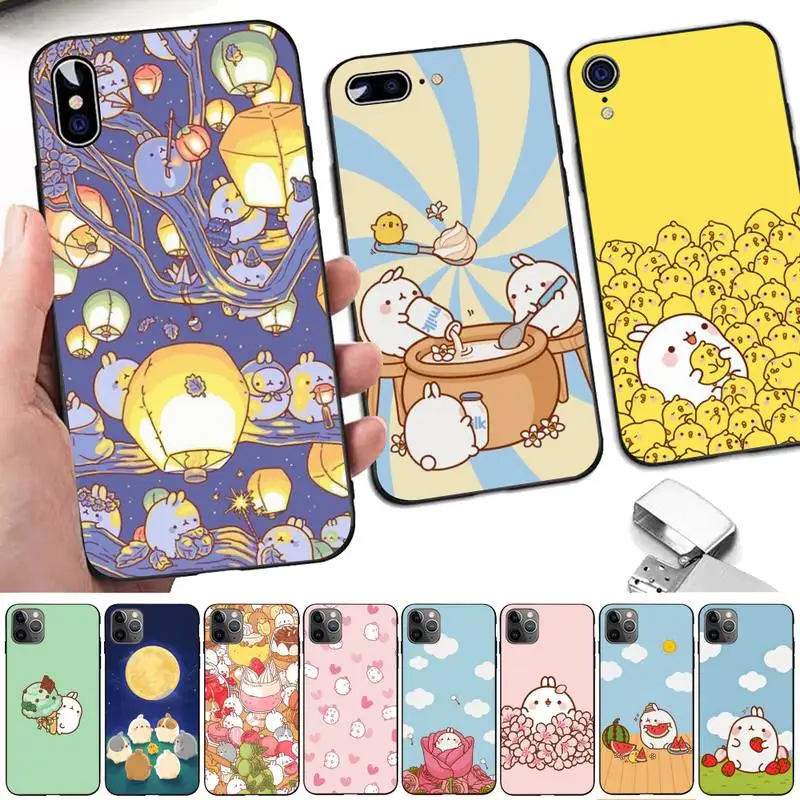 

Molang Phone Case for iphone 13 8 7 6 6S Plus X 5S SE 2020 XR 11 12 pro XS MAX
