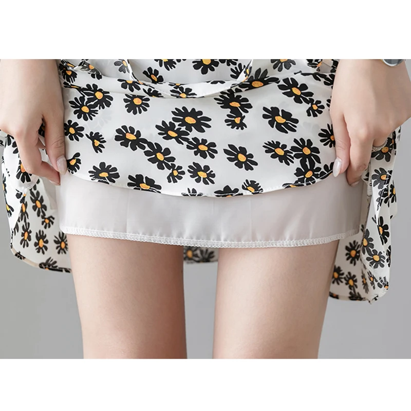 

shintimes Ruffles Chiffon Skirt Women Skirts Korean Fashion Skirts Womens High Waist Floral Skirt Summer Ladies Skirt Clothes