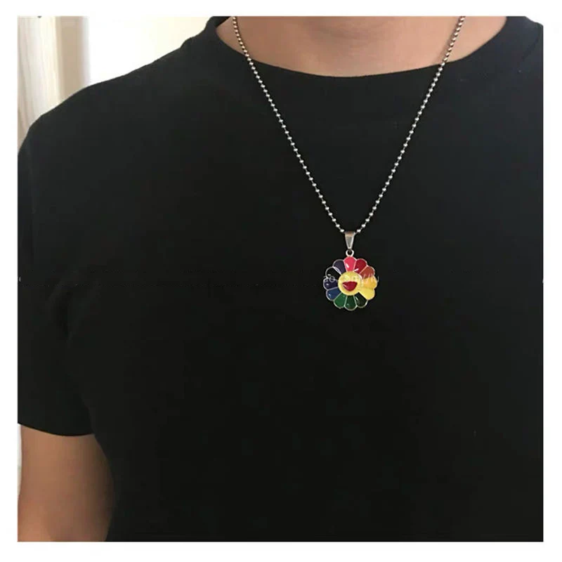 Разноцветное Радужное ожерелье из подсолнечника нержавеющей стали для женщин 2020