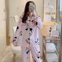 women pajamas set mickey girl sleepwear minnie pijama nightwear long pyjamas for women suit female mujer clothing set 2019