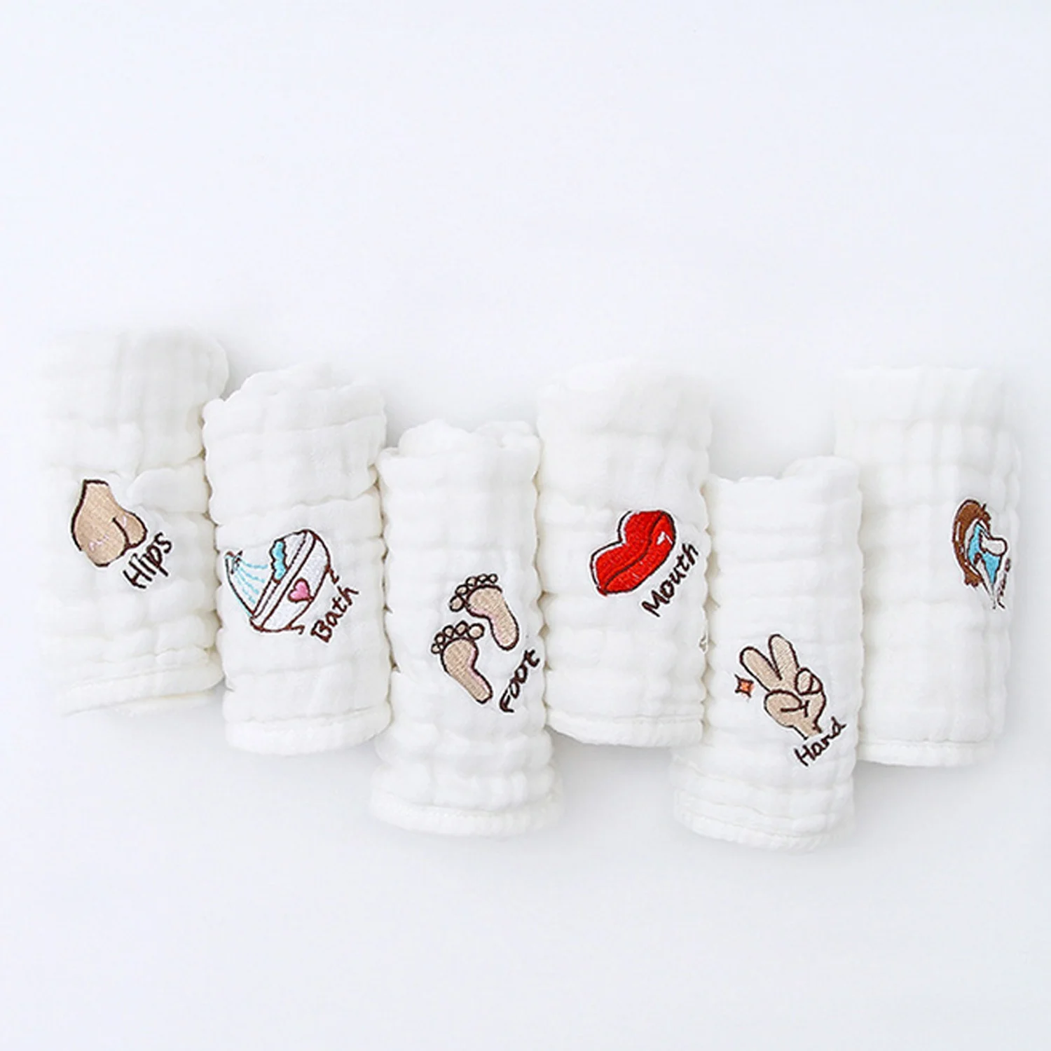 6 шт. детское полотенце для лица Милая Вышивка мягкий абсорбирующий хлопок