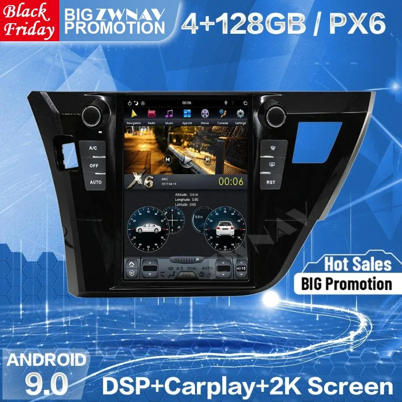 

Вертикальный экран Tesla 128 ГБ, для Toyota Corolla 2014, 2015, 2016, Android, автомобильный мультимедийный плеер, GPS-навигатор, радио, стерео, головное устройство