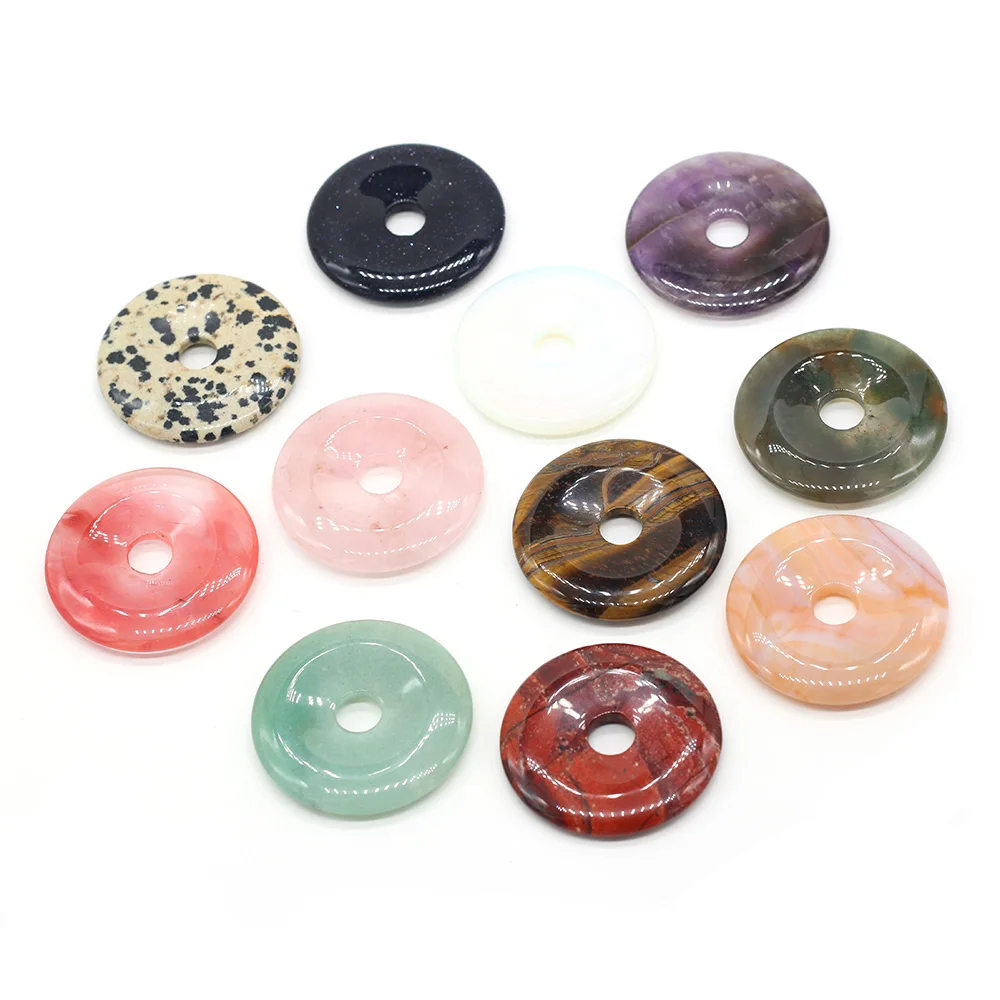 

Natural Stones Pendant Turquoises Round Big Hole Loose Beads for jewelry making DIY Necklace Bracelet accessories size 40x40x6mm