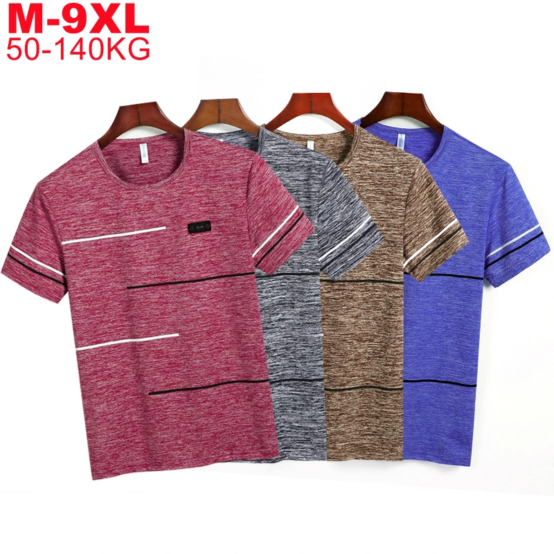 

4pcs/lot Large Size 9XL Summer Tops Tees Quick Dry Slim Fit T-shirt Men Sports Clothing Short Sleeve Oversized Men's T Shirts