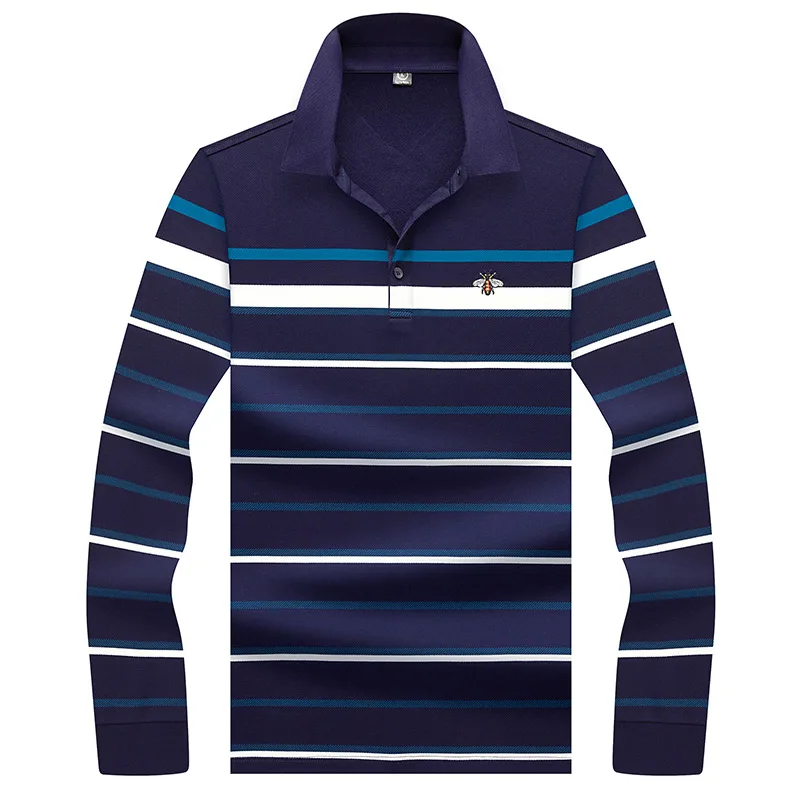 Высококачественная однотонная 3D рубашка поло с вышивкой повседневная мужская