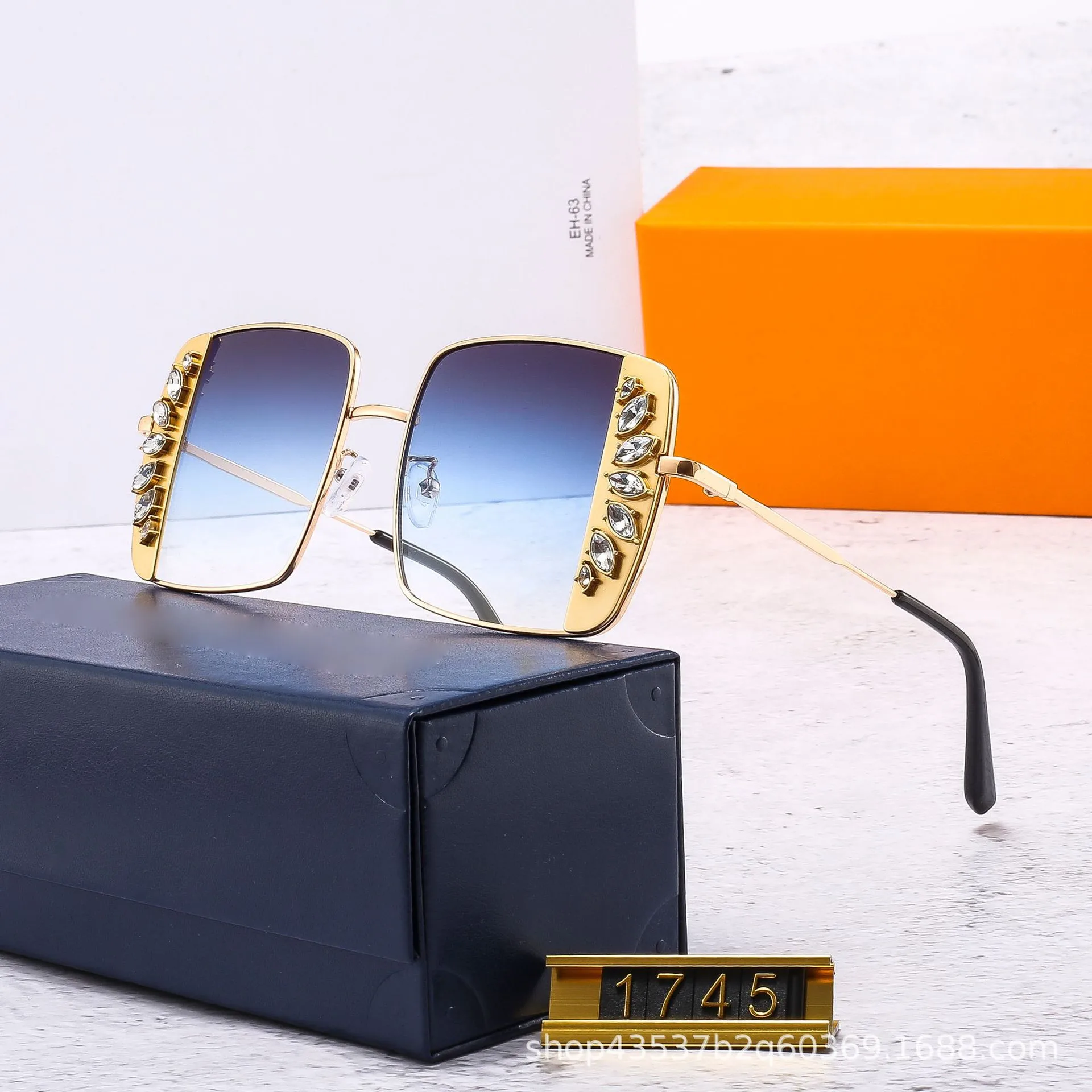 

Original Designer Women Men UV Protection HD Polarized Crystal Sunglasses Oversize Frame Europe Glasses Driving Outdoor Eyewear