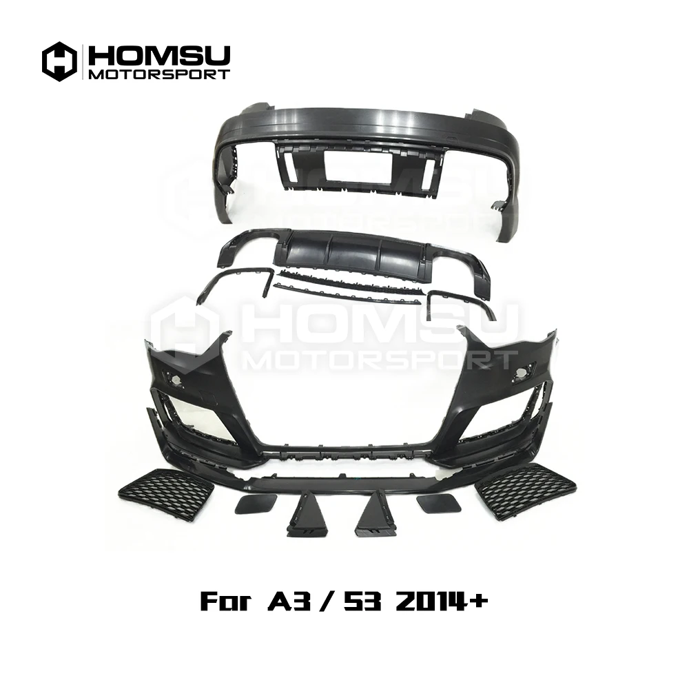 

PP Material Wide Body Kits Front Rear lip Spoiler for A3 Sline S3 to RS3 Style 2014+ car bumper protector