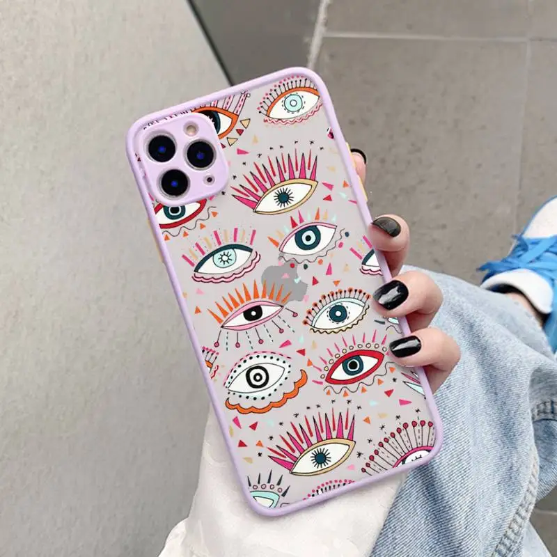TOPLBPCS Eye Blue Evil Eye Print  for iPhone 7 8 Plus X XR XS 11 12 pro MAX Hard PC TPU Back Cover