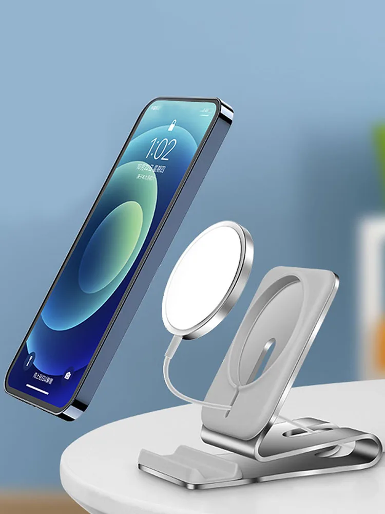 2 in 1 phone stand magsafe charger dock for iphone 12 mini wireless charger stand charge pad desk holder accessories free global shipping