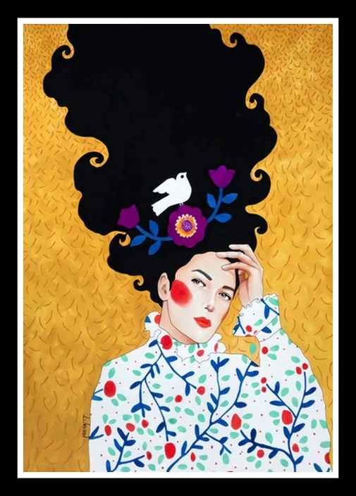 Наклейки на стену с изображением девушки цветов птицы | Дом и сад