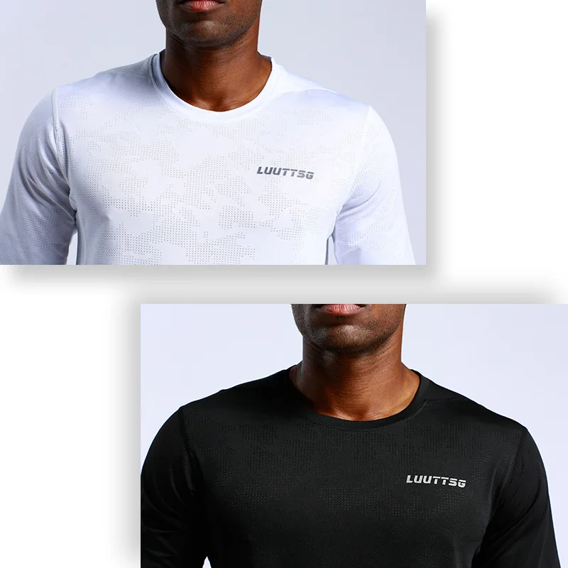 Для Мужчин's быстросохнущая сжатия с длинным рукавом футболки для бега Фитнес
