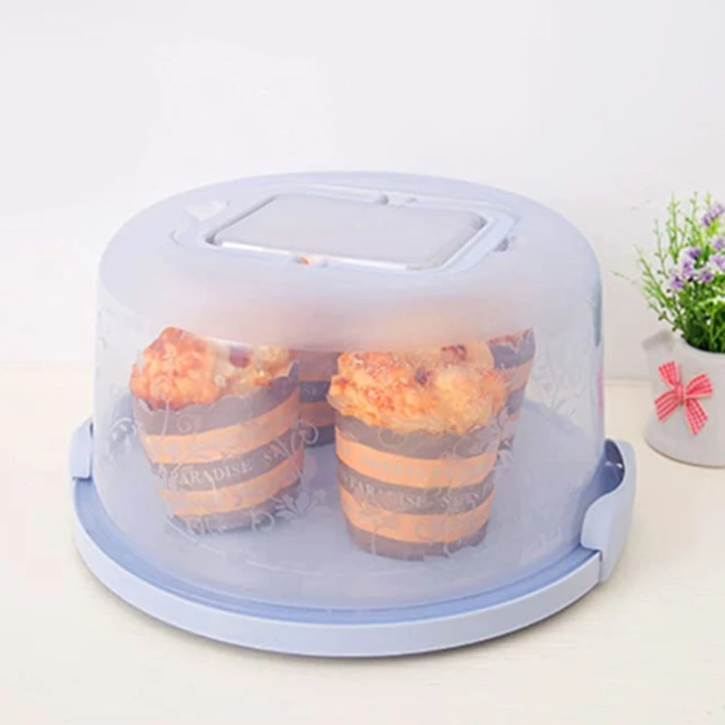 

Cake Storage Box Cover Case Plastic Round Container Dessert Cupcake Carrier Server Tray Kitchen Tool 8 inch color transparent