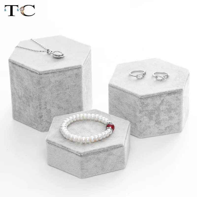 Серый бархатный стенд для ювелирных изделий подставка ожерелья кольца сережек