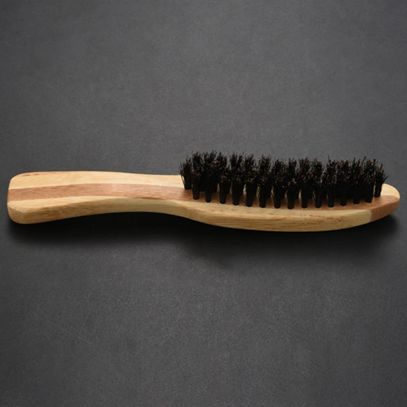 

Men Boar Hair Bristle Beard Brush Shaving Comb Face Massage Handmade Yellow Mustache Brush Care