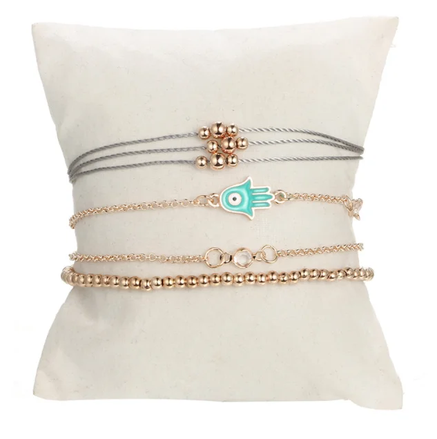 4 шт./компл. модные женские браслеты пальмовые бусины Хрустальная кожа веревка