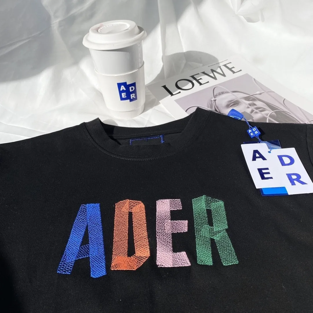 ADER ERROR футболка 2021 для мужчин и женщин спереди Цвет вышитый логотип Adererror высокое