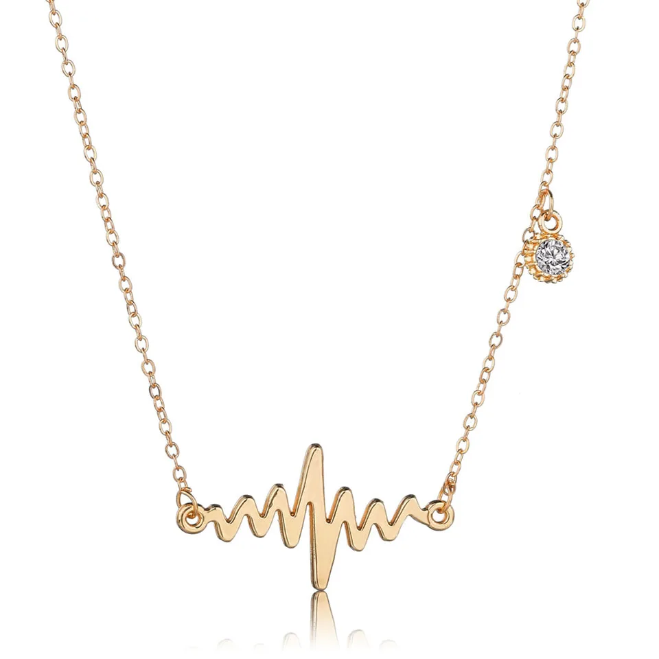 Ожерелье с ЭКГ и сердцем на цепочке изящные ожерелья минималистичные Подвески в