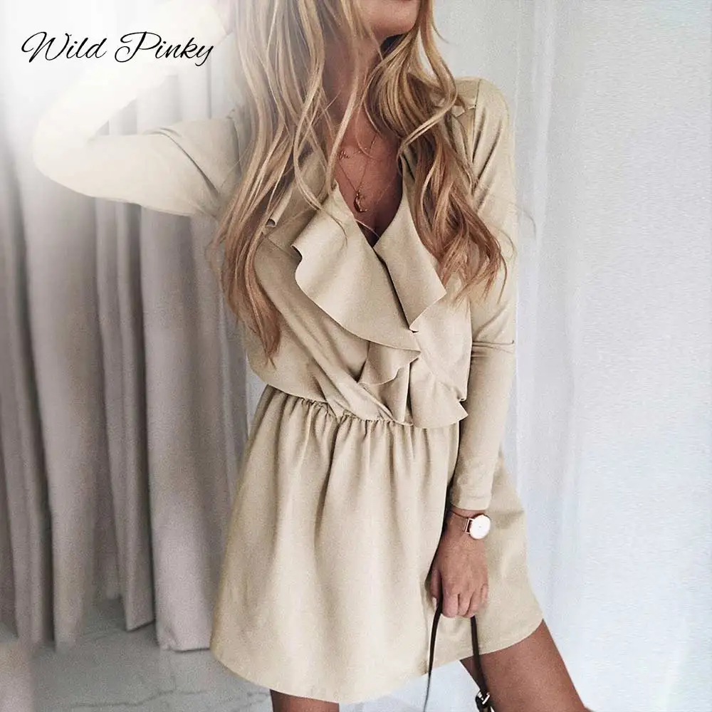 Женское Короткое платье цвета хаки WildPinky шикарное мини-платье на шнуровке с