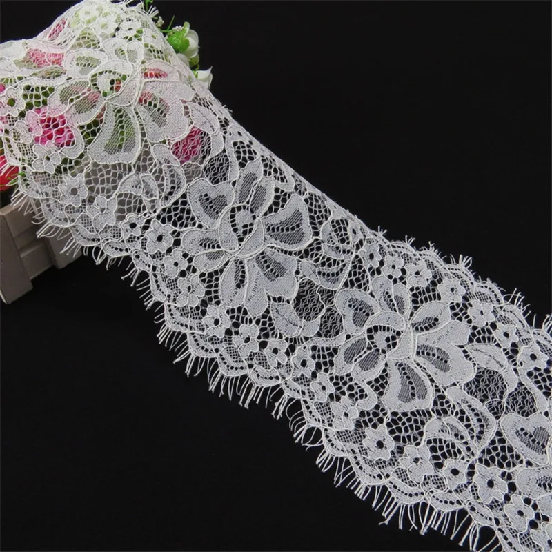 3meters eyelash lace ribbon side row small flower clip large trims 15cm strand Imported machine weaving african fabric | Дом и сад