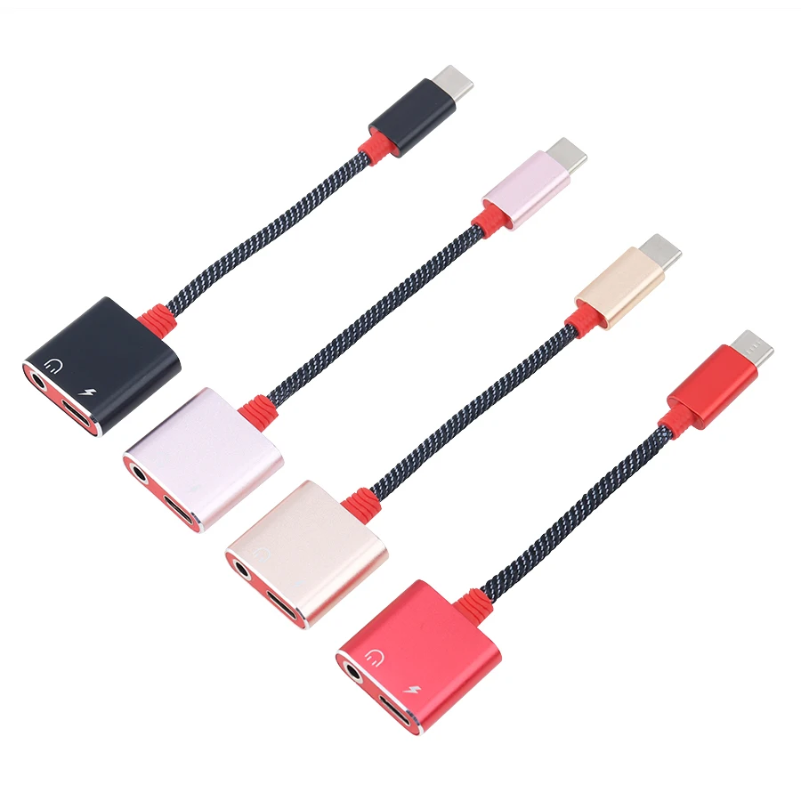 

2 в 1 Type C адаптер для зарядки наушников USB-C аудио кабель сплиттер конвертер для Huawei Samsung Xiaomi наушники 500 шт.