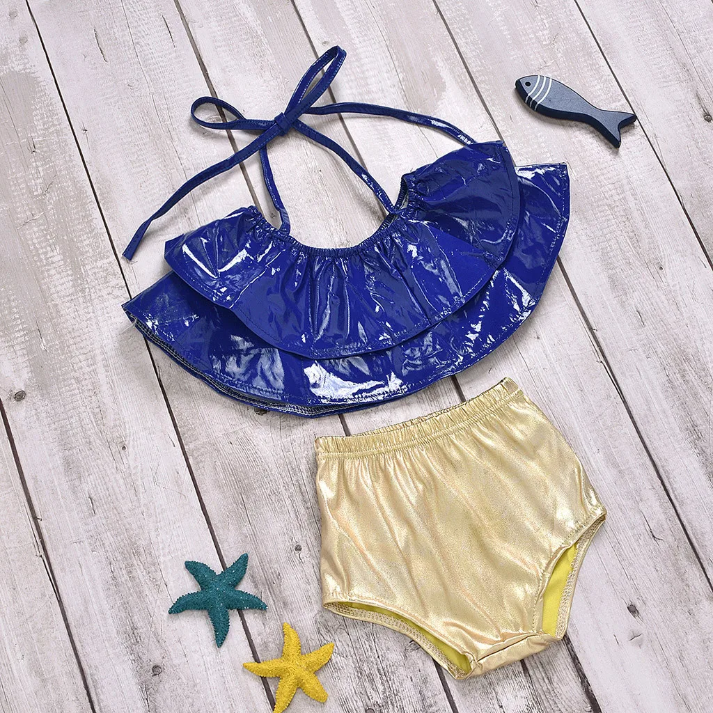 Летняя одежда для купания маленьких девочек бандажный купальник-бикини с