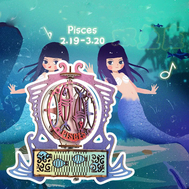 Деревянная музыкальная шкатулка с двенадцатью созвездиями 3d украшение сделай