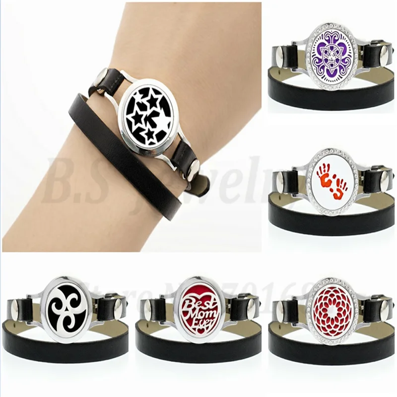 Блестящие звезды 25 мм простые/с кристаллами медальон с ароматом ПУ кожаные