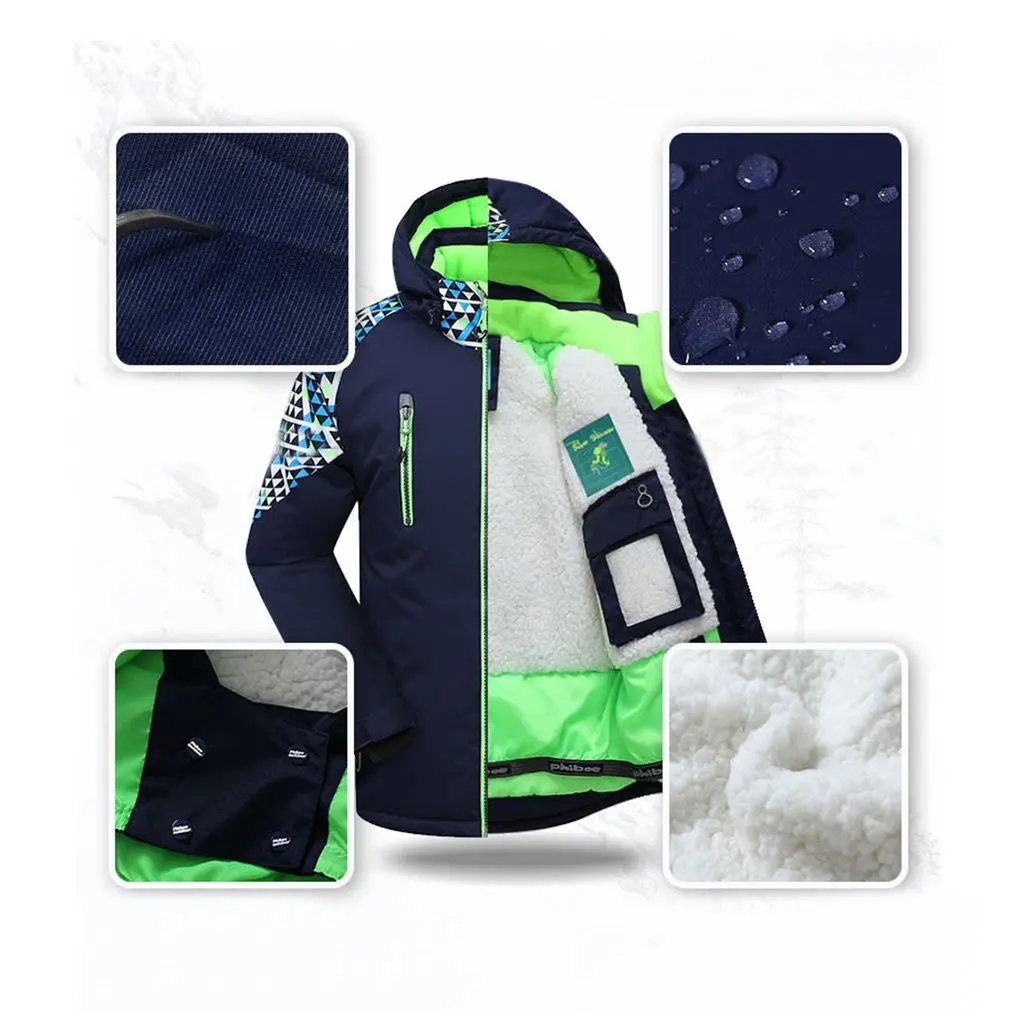 Phibee/лыжный костюм для мальчиков и девочек комплект из водонепроницаемых штанов