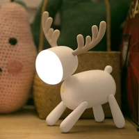 usb small night light creative elk cartoon presents students sleep rechargeable led head of bed lamp shield an eye in children