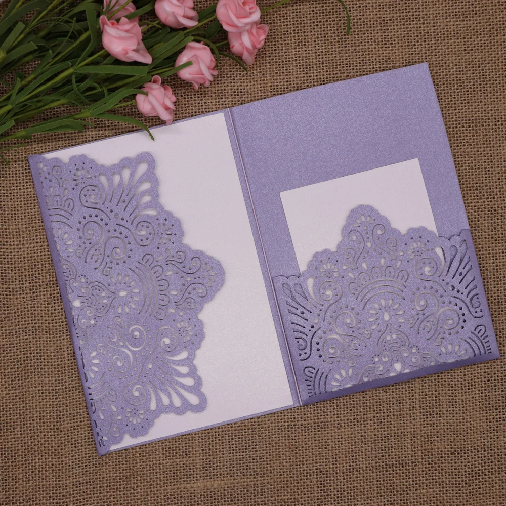 

40pcs/pack 250gsm Shiny Pearl Paper Wedding Invitation Card Cover Carved Invitations Birthday Baptism Festival Party Favor Cards