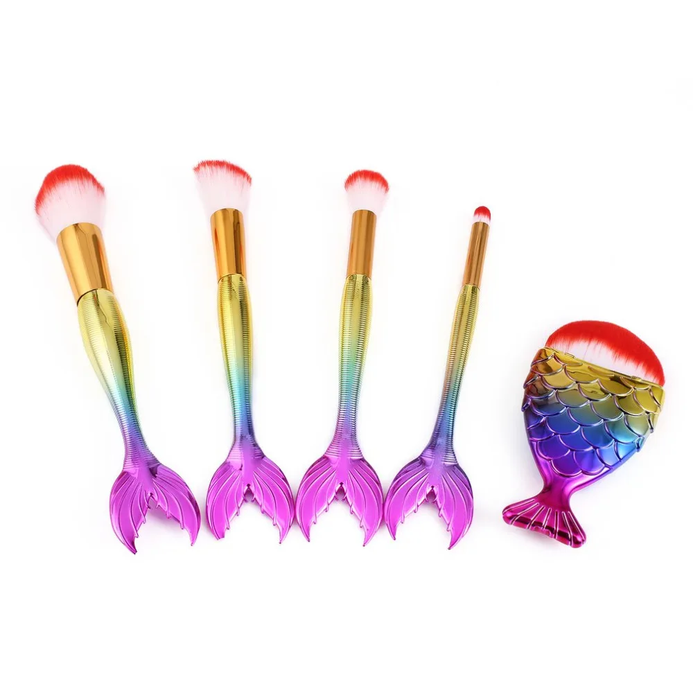 5 шт./компл. рыбий хвост красочные косметические кисти для лица набор макияжа