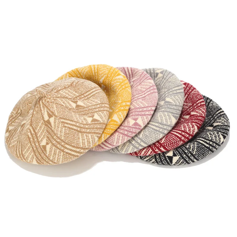 Модные шерстяные береты с принтом новинка осень зима повседневные уличные шапки