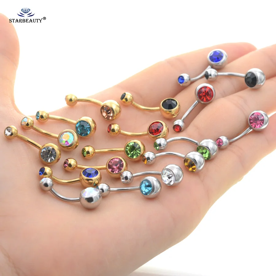 Starbeauty, 14 г, серебро, золото, цвет, бар, хрустальный шар, Пирсинг живота, женские серьги, пирсинг пупка, кольца для пупка, ювелирные изделия