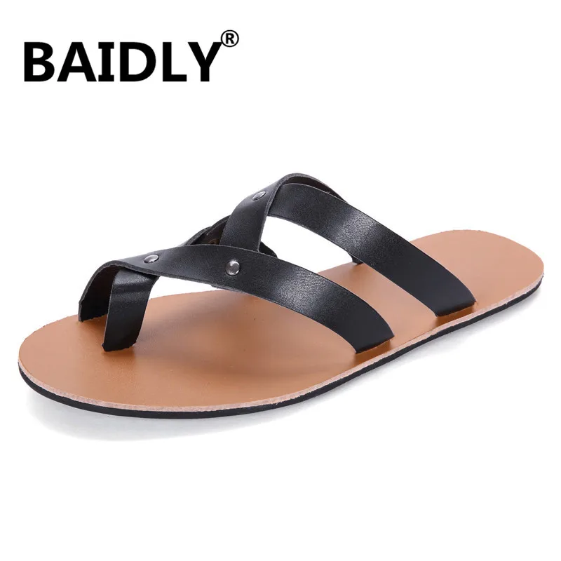 Сандалии гладиаторы мужские дышащие босоножки на плоской подошве Повседневная