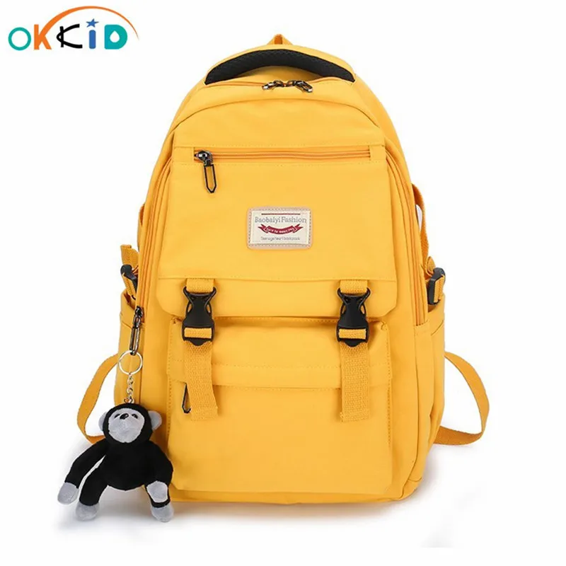 Школьный рюкзак OKKID для девочек-подростков, черный, желтый