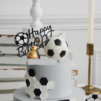 basketball football theme party cupcake topper happy birthday cake topper flage for kids boy birthday party cake decors supplies