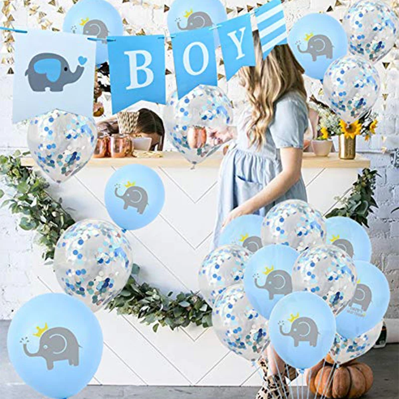 Детские вечерние воздушные шары с голубым слоном для мальчиков и девочек