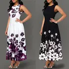 Платье женское длинное с цветочным принтом, Элегантный вечерние сарафан без рукавов, костюм большого размера с цветочным принтом, для лета