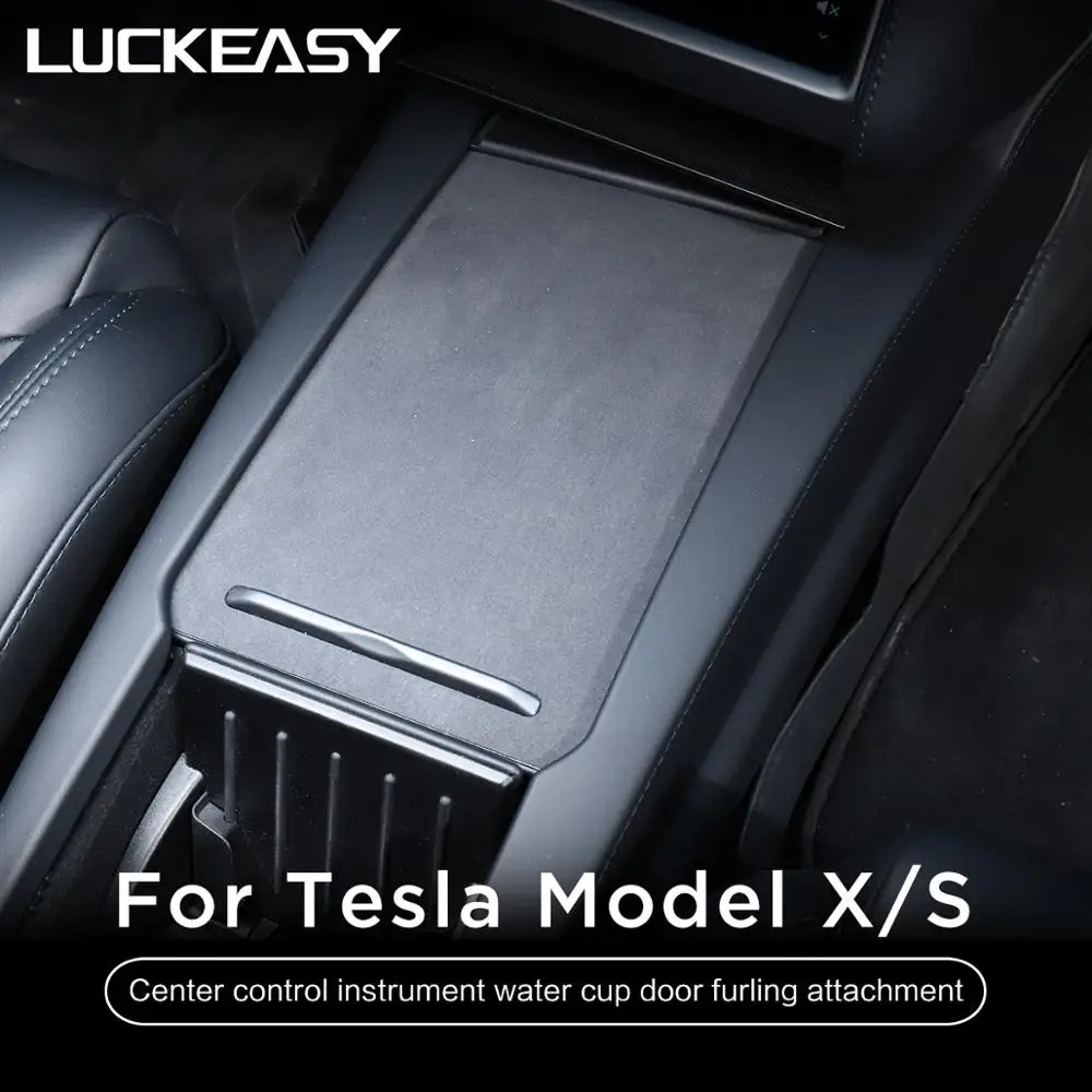 

LUCKEASY Car Accessories Interior Modification Turn Fur Central Control And Car Door Gray Stickers For Tesla Model X and MODEL S