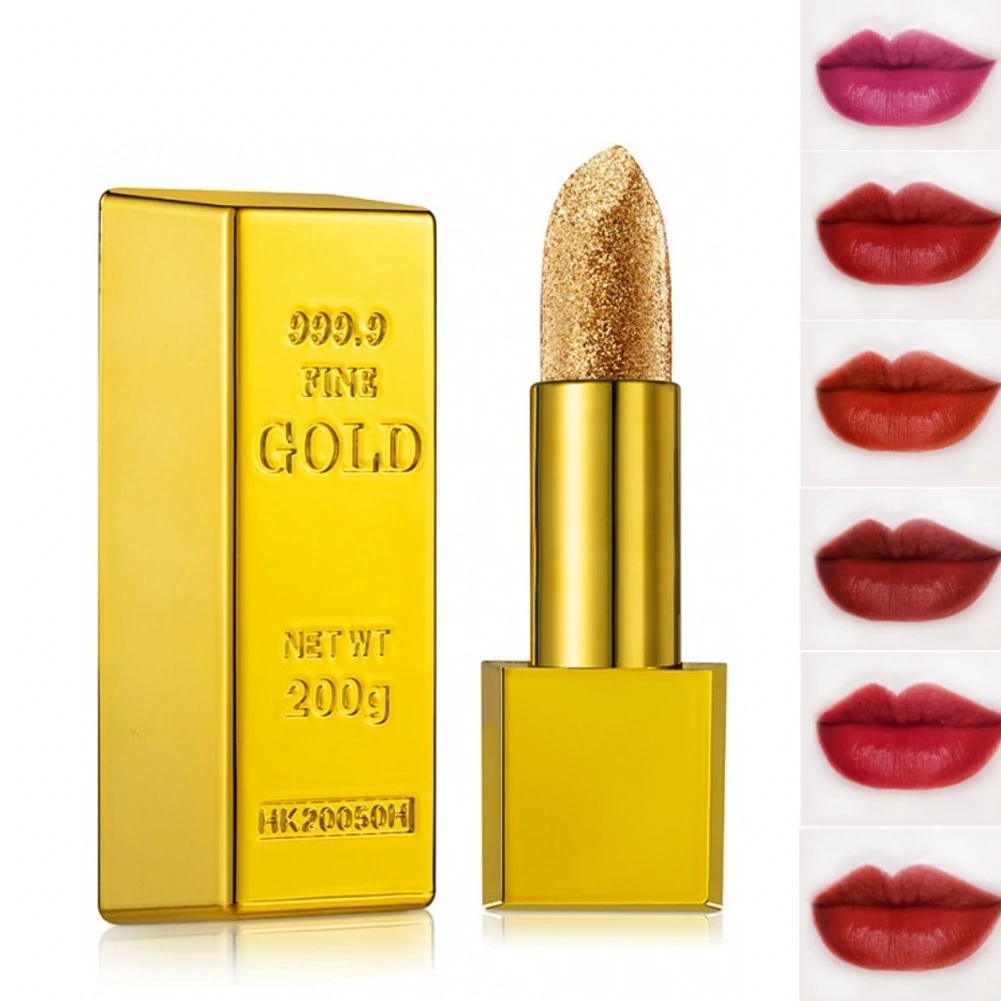 

Glitter Lipstick Moisturizing Makeup Velvet Matte Gold Lipstick Waterproof Lipstains Sexy Shiny Red Cosmetics Pigment Nude Rouge