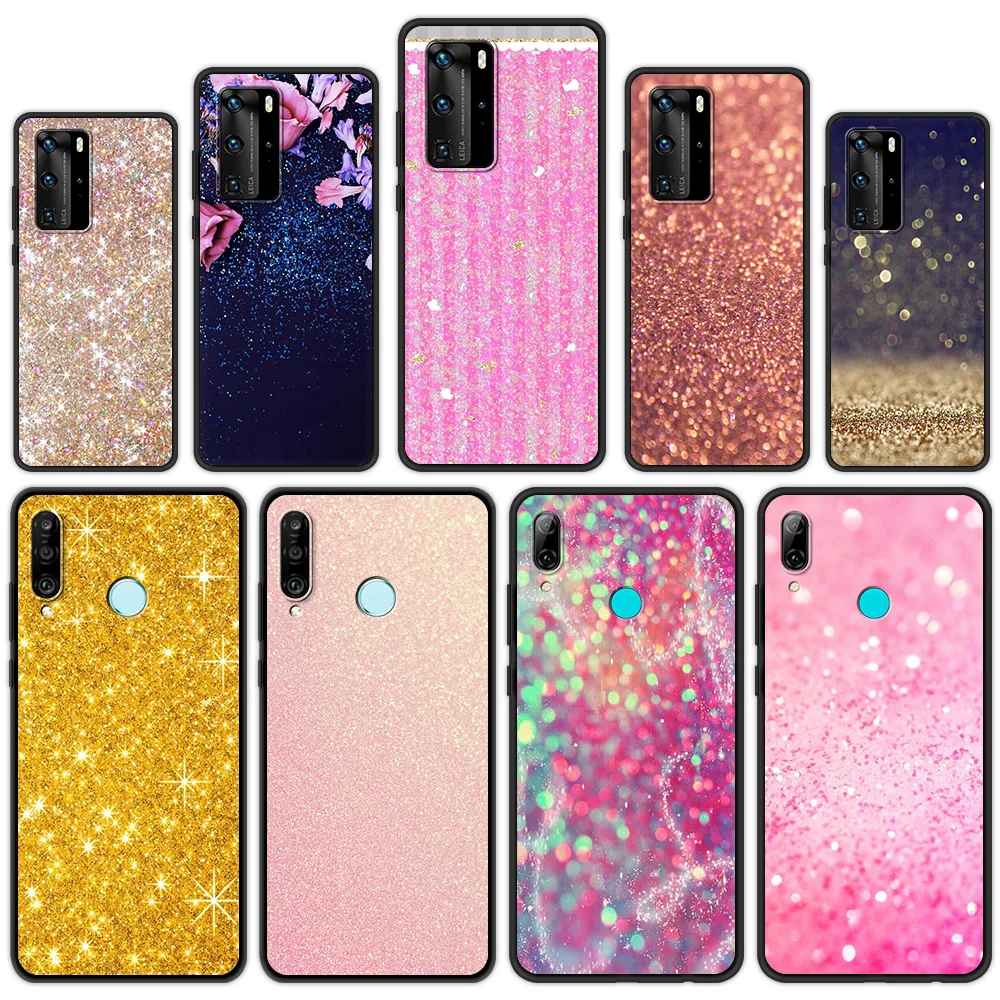 

Pink Glitter Fundas Case For Huawei P30 Pro P Smart Z P40 Lite E Y6 Y7 2019 Phone Cover Soft For Huawei P30 Lite Shell Silicone