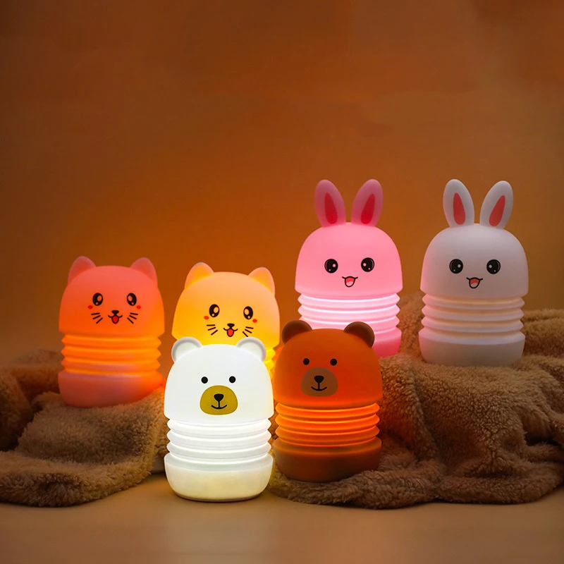 

Telescopic Silicone Lamp USB Rechargeable Night Light Silicone Night Lights Touch Sensor Bedroom Bedside Lamp Decoration Night