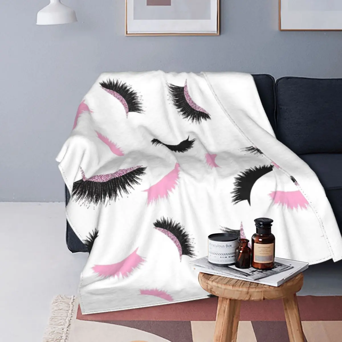 

Manta de franela con patrón de pestañas, manta ligera con ojos bonitos para la cama, Alfombra de viaje, pieza para primavera y o