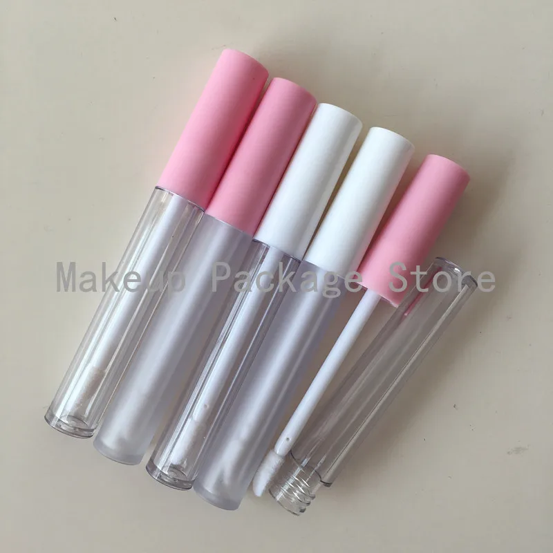 Матовая тюбик для блеска губ 2 5 мл розовая/белая крышка прозрачная пустая бутылка