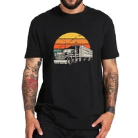 vintage truck t shirt retro sun driving trucker t shirt simple design eu size high quality short sleeves tee tops