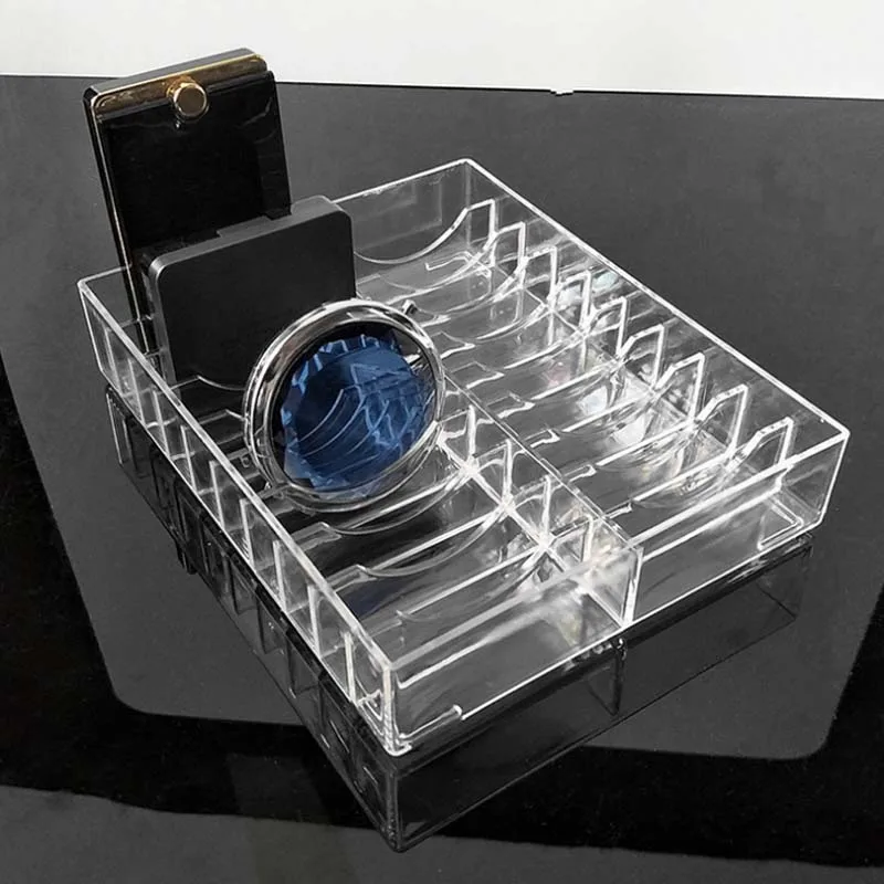 

Transparent Acrylic Pressed Powder Lipstick Stand Nail Polish Display Stand Eye Shadow Makeup Blush Cosmetic Desktop Storage Box