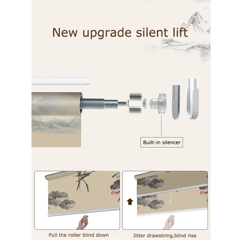 Беспроводные рулонные шторы SUNFREE с цифровой печатью 100% светонепроницаемые