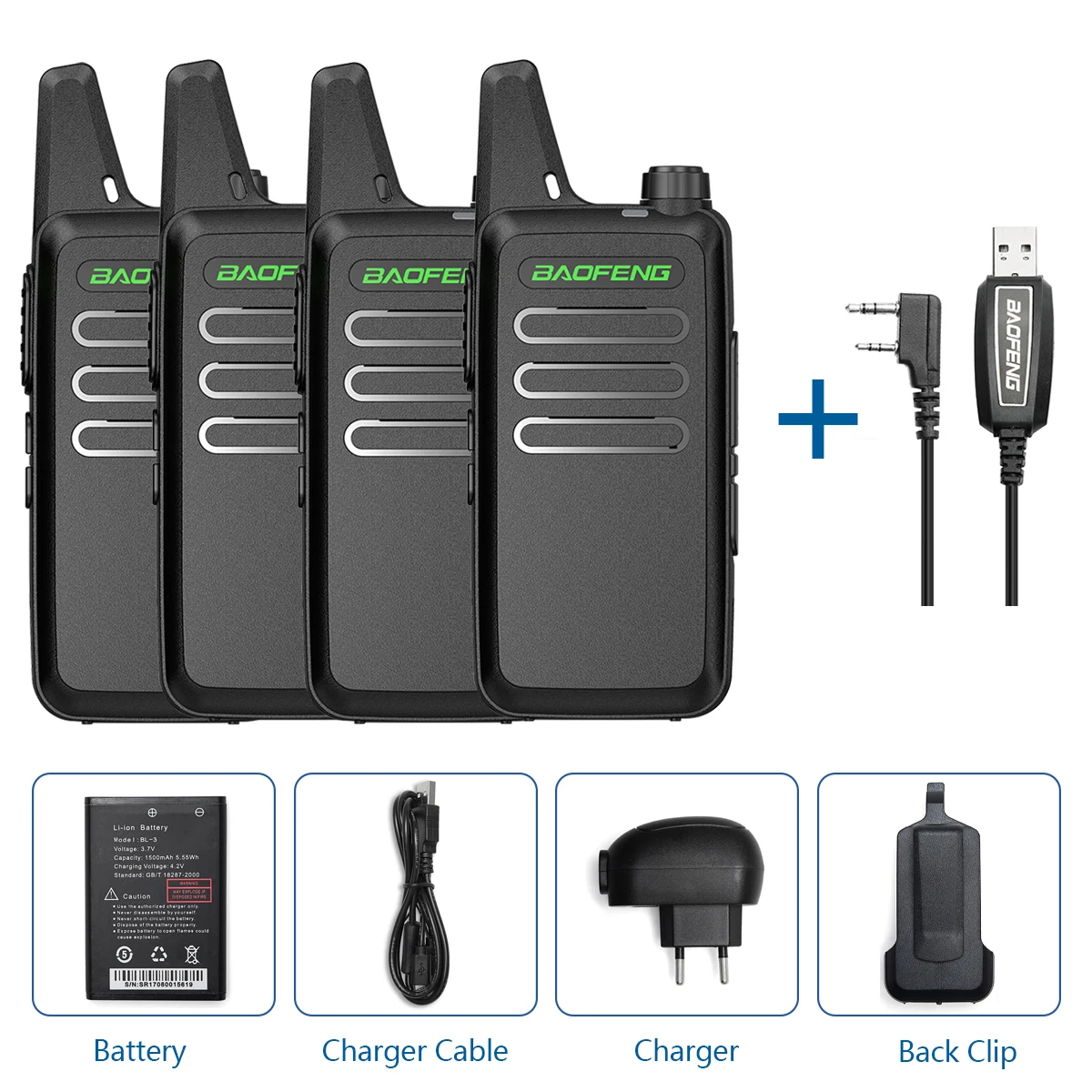 4 PCS Baofeng BF-r5 Mini Walkie Talkie Portable USB Charging Rechargeable Handheld Two Way Radio For BF-888S KD-C1 MIni Radio