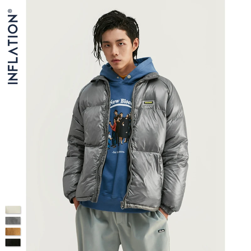 Мужская зимняя куртка пуховик INFLATION свободная парка с воротником стойкой 9723W