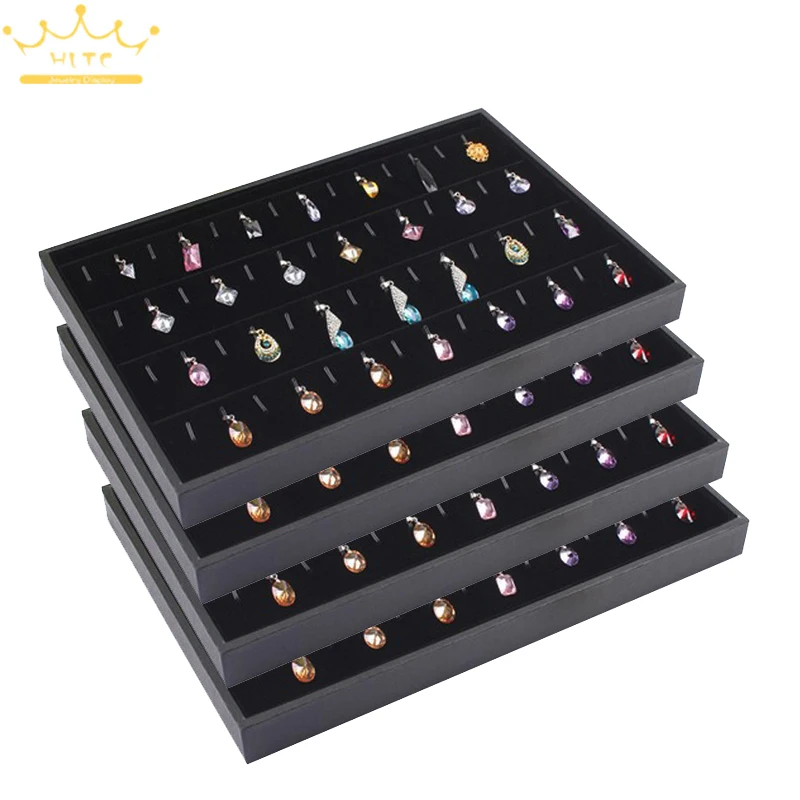 Черный Бархатный поднос для ювелирных изделий демонстрация браслетов ожерелий